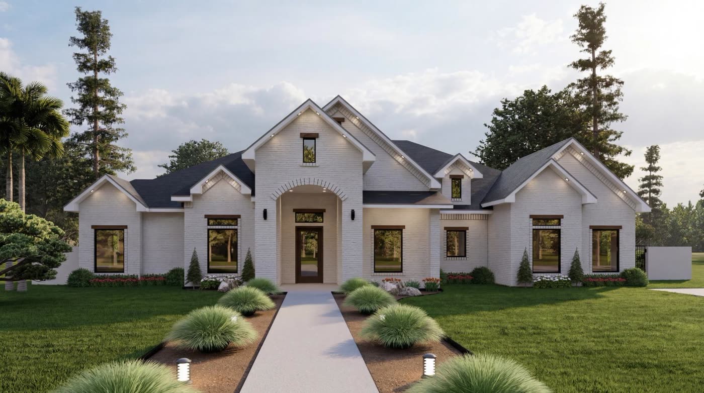 Kratos Construction luxury custom home render — modern exterior design, Rio Grande Valley TX