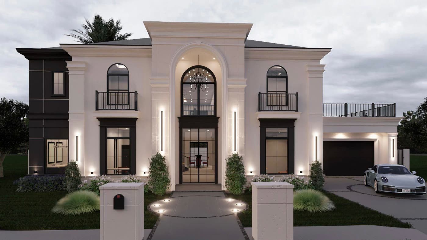 Custom home interior by Kratos Construction — open floor plan living area