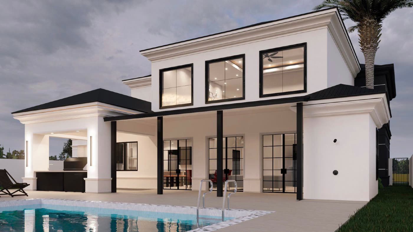Living room in completed custom home — built by Kratos Construction, McAllen TX
